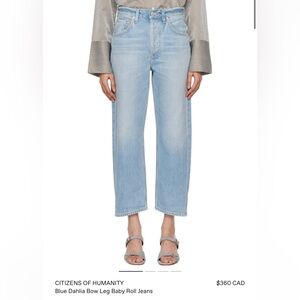 NWT CITIZENS OF HUMANITY
Blue Dahlia Bow Leg Baby Roll Jeans